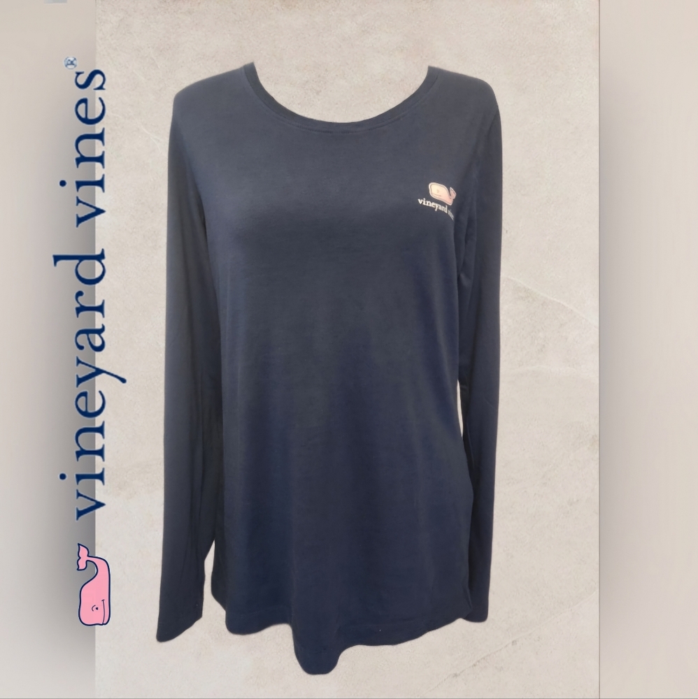 Vineyard Vines Navy Blue Long Sleeve Tee Size Medium   (A23)